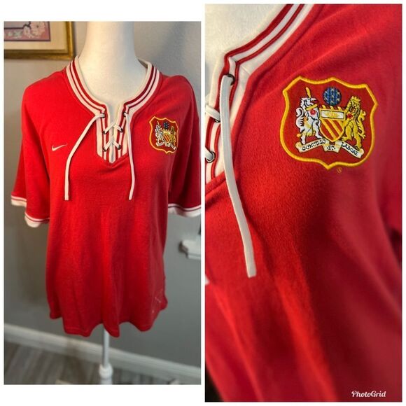 Nike Tops - Vintage Nike Manchester United Rugby
Football Jersey Shirt Edition large women